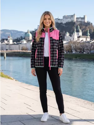 Hanorac de damă din fleece ALTISPORT GENESIS NEGRU/BEJ DESCHIS