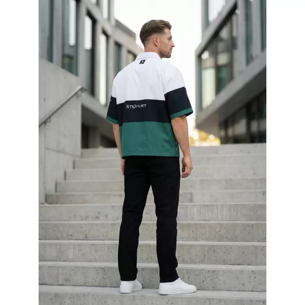  Cămașă premium pentru bărbați ALTISPORT VOJ/ALM051KOS01 ALB VERDE 