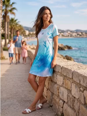 Tricou premium extins pentru femei ALTISPORT VOJ/ALW083SAT02 ALB ALBASTRU