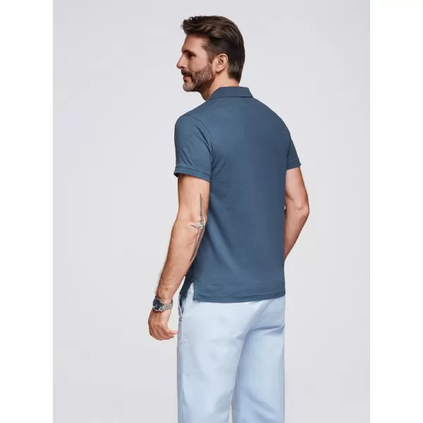 Mens t -thirt cu guler OMBRE OM-POWS-0142 ALBASTRU ÎNCHIS 