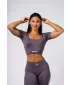 Crop top model fără cusături FLOW SEAMLESS 499 DARK GREY Nebbia