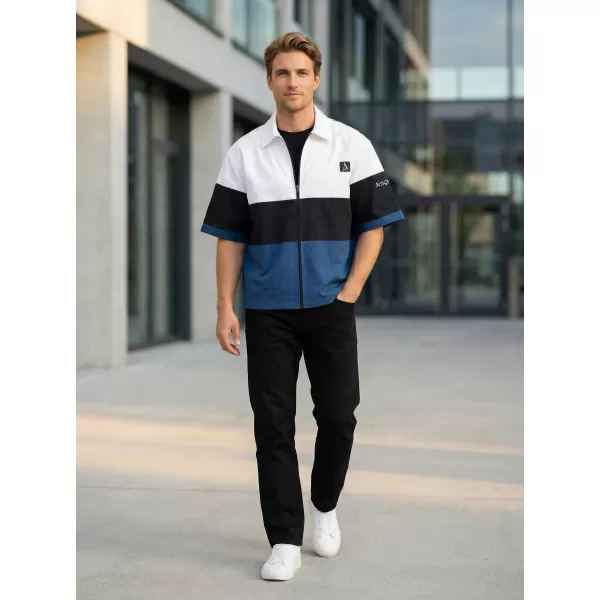  Cămașă premium pentru bărbați ALTISPORT VOJ/ALM051KOS01 ALB ALBASTRU 