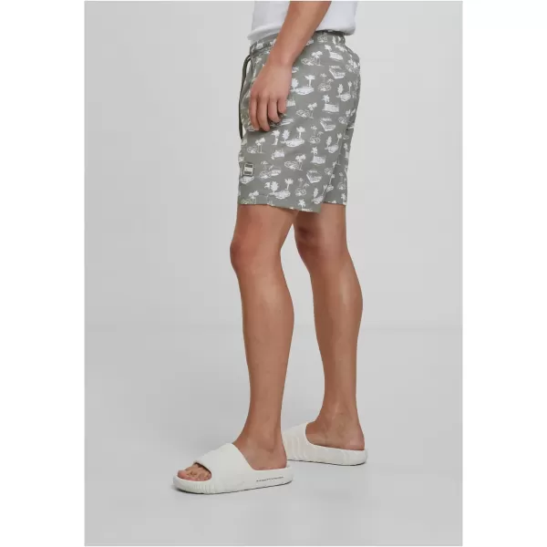  Pantaloni scurți de baie URBAN CLASSICS TB2679 MĂSLIN PAL/ALB 