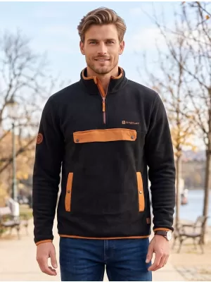Hanorac pentru bărbați din fleece ALTISPORT GARM NEGRU/MARO