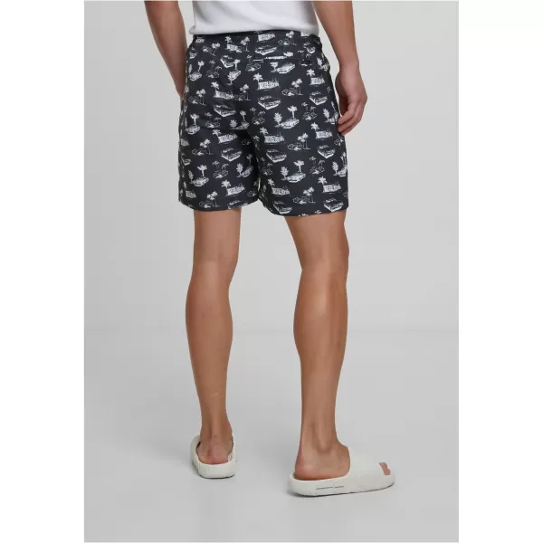  Pantaloni scurți de baie URBAN CLASSICS TB2679 NEGRU/ALB 