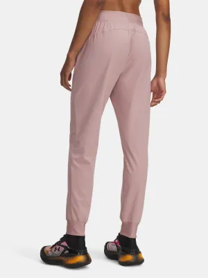 Pantaloni sport de damă UNDER ARMOUR UA RIVAL HI RISE WOVEN PANT 1382727-673 ROZ