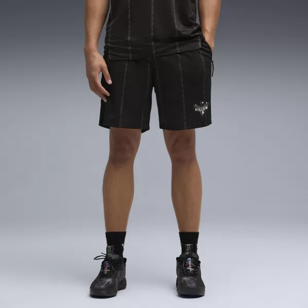  Pantaloni scurți pentru bărbați PUMA MELO ALWAYZ ON 1 7" IS SHORT 63075606 PUMA BLACK/TEAM SILVER 