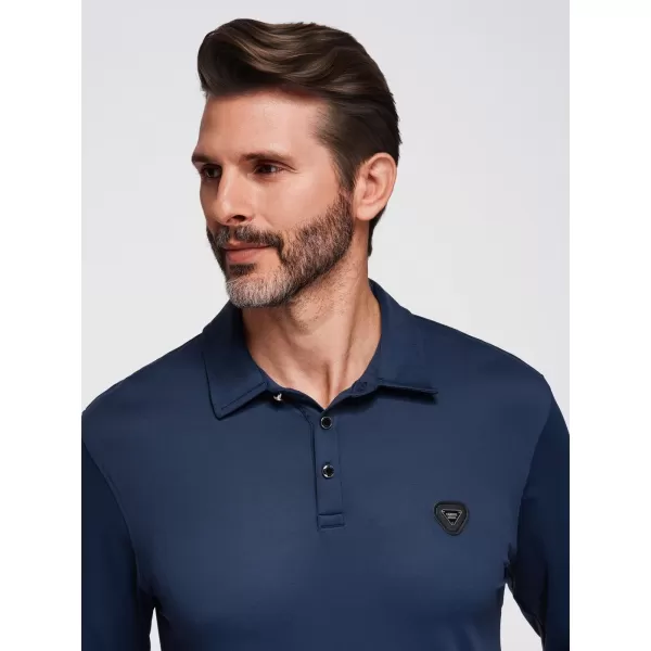  Tricou pentru bărbați cu guler OMBRE OM-POLS-0139 ALBASTRU MARIN 