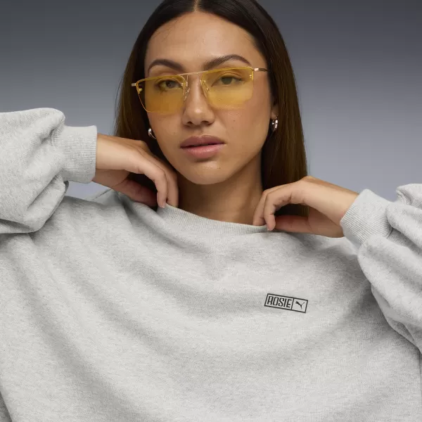  Panoul pentru doamne PUMA X ROSÉ OVERSIZED CREW 63380310 HEATHER GRI DESCHIS 