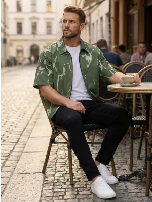 Cămașă premium pentru bărbați ALTISPORT VOJ/ALM052KOS01 KAKI