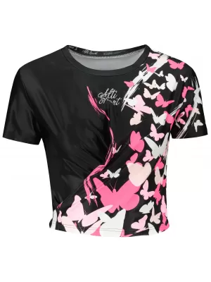 Crop top funcțional premium pentru femei ALTISPORT VOJ/ALW022TR07 ČERNORŮŽOVÁ ROZ NEGRU