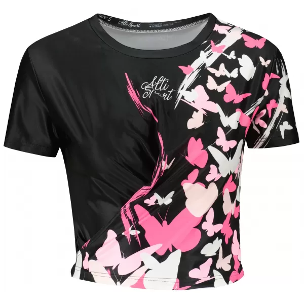  Crop top funcțional premium pentru femei ALTISPORT VOJ/ALW022TR07 ČERNORŮŽOVÁ ROZ NEGRU 