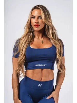 Crop top model fără sudură FLOW SEAMLESS 499 BLUE Nebbia