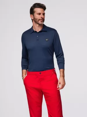 Tricou pentru bărbați cu guler OMBRE OM-POLS-0139 ALBASTRU MARIN