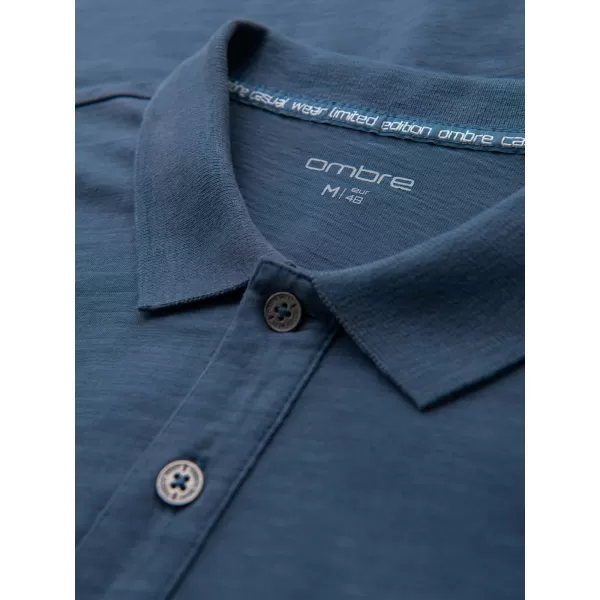  Mens t -thirt cu guler OMBRE OM-POWS-0142 ALBASTRU ÎNCHIS 