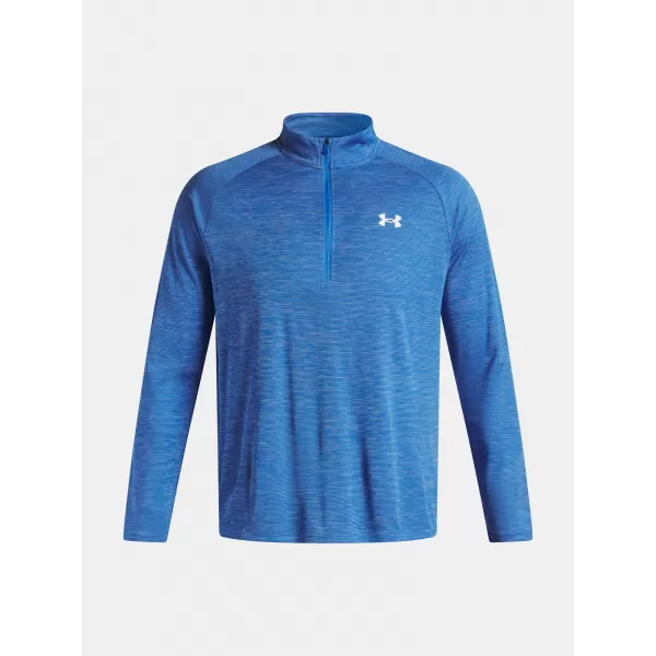  Tricou pentru bărbați UNDER ARMOUR UA TECH TEXTURED 1/2 ZIP 1382797-402 ALBASTRU 