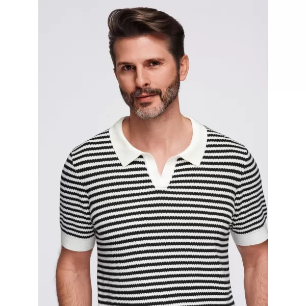  Tricou pentru bărbați OMBRE OM-POSS-0161 ALB -NEGRU 