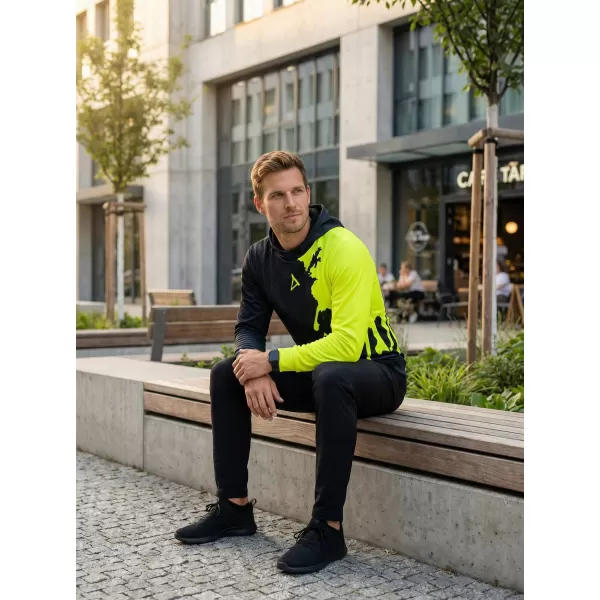  Premium cu hanorac funcțional pentru bărbați ALTISPORT VOJ/ALM112MI01 GALBEN-FLUX NEGRU 