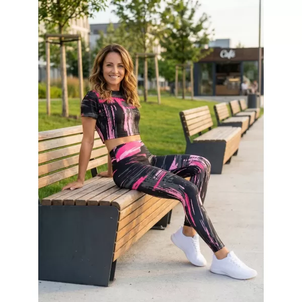  Crop top de damă premium ALTISPORT VOJ/ALW010TR07 ČERNÁ/SVĚTLE RŮŽOVÁ NEGRU/ROZ DESCHIS 