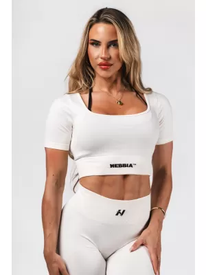 Crop top model fără cusături FLOW SEAMLESS 499 CREAM Nebbia