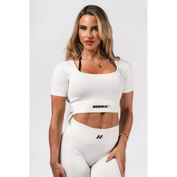  Crop top model fără cusături FLOW SEAMLESS 499 CREAM Nebbia 