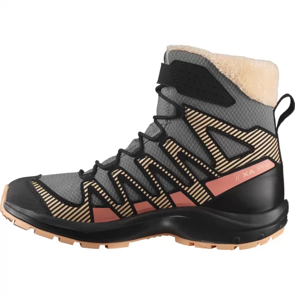  Pantofi pentru copii SALOMON XA PRO V8 WINTER WATERPROOF J COTON/NEGRU/PIERSICĂ FUZZ 