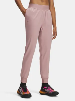 Pantaloni sport de damă UNDER ARMOUR UA RIVAL HI RISE WOVEN PANT 1382727-673 ROZ