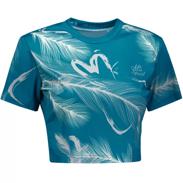  Crop top de damă premium ALTISPORT VOJ/ALW001TR07 SMARALD/GRI 