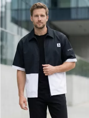 Cămașă premium pentru bărbați ALTISPORT VOJ/ALM051KOS01 ALB-NEGRU