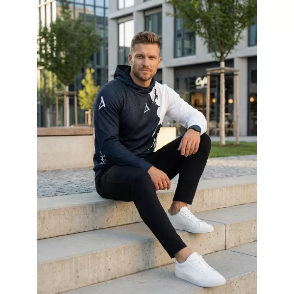  Premium cu hanorac funcțional pentru bărbați ALTISPORT VOJ/ALM112MI01 ALB-NEGRU 