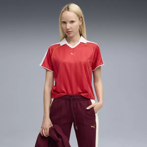  Tricou pentru femei PUMA T7 RELAXED FOOTBALL JERSEY 63215711 PENTRU TOTDEAUNA ROȘU 