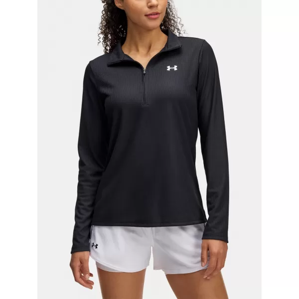  Tricou pentru femei UNDER ARMOUR TECH RIB 1/2 ZIP 1389857-001 NEGRU 