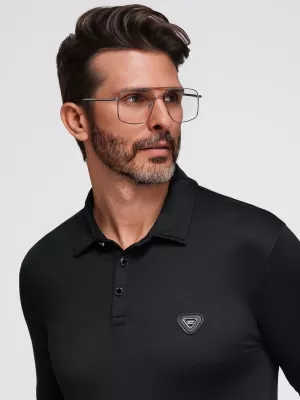 Tricou pentru bărbați cu guler OMBRE OM-POLS-0139 NEGRU