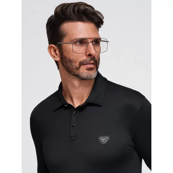  Tricou pentru bărbați cu guler OMBRE OM-POLS-0139 NEGRU 