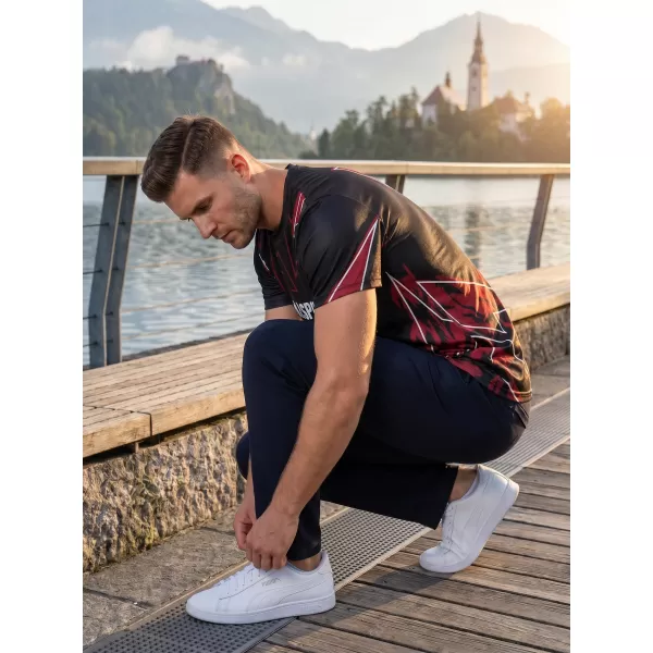  Cămașă de agrement pentru bărbați premium ALTISPORT VOJ/ALM123TR06 NEGRU-ROSU 