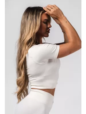 Crop top model fără cusături FLOW SEAMLESS 499 CREAM Nebbia
