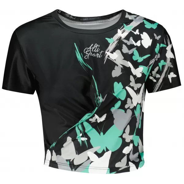  Crop top funcțional premium pentru femei ALTISPORT VOJ/ALW022TR07 ČERNÁ/TYRKYSOVÁ NEGRU/TURCOAZ 