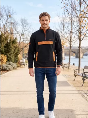 Hanorac pentru bărbați din fleece ALTISPORT GARM NEGRU/MARO