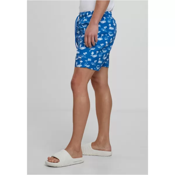  Pantaloni scurți de baie URBAN CLASSICS TB2679 ALBASTRU STRĂLUCITOR/ALB 