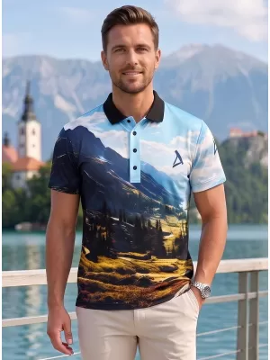 Tricou funcțional pentru bărbați cu guler premium ALTISPORT VOJ/ALM116TR05 MUNŢI