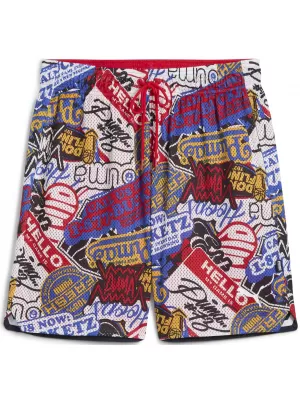 Pantaloni scurţi PUMA HOOPERHOTLINE AOP 7" SHORTS 63283701 PENTRU TOATE TIMPURILE ROȘII/AOP
