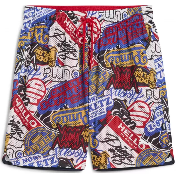  Pantaloni scurţi PUMA HOOPERHOTLINE AOP 7" SHORTS 63283701 PENTRU TOATE TIMPURILE ROȘII/AOP 