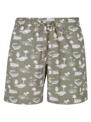 Pantaloni scurți de baie URBAN CLASSICS TB2679 MĂSLIN PAL/ALB