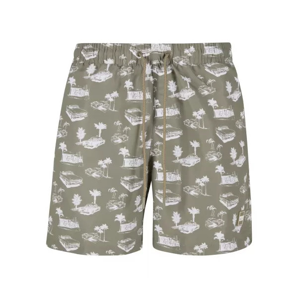  Pantaloni scurți de baie URBAN CLASSICS TB2679 MĂSLIN PAL/ALB 