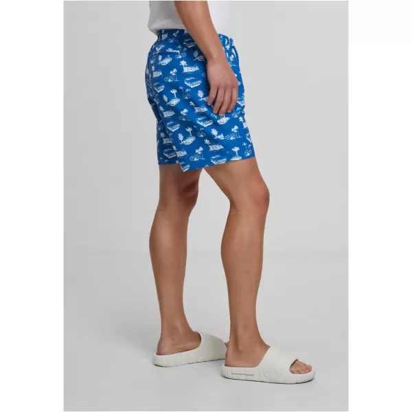  Pantaloni scurți de baie URBAN CLASSICS TB2679 ALBASTRU STRĂLUCITOR/ALB 