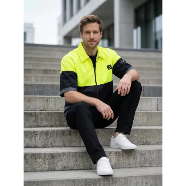  Cămașă premium pentru bărbați ALTISPORT VOJ/ALM051KOS01 GALBEN NEON/GRI 