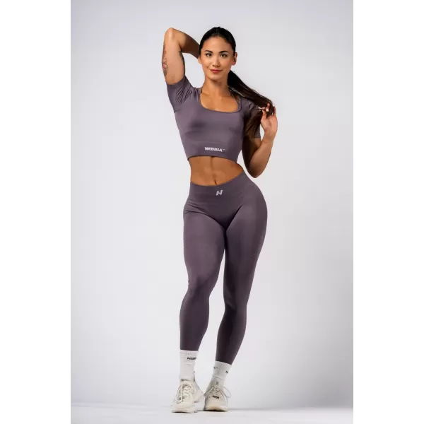  Crop top model fără cusături FLOW SEAMLESS 499 DARK GREY Nebbia 