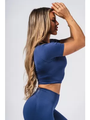 Crop top model fără sudură FLOW SEAMLESS 499 BLUE Nebbia