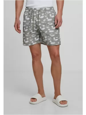 Pantaloni scurți de baie URBAN CLASSICS TB2679 MĂSLIN PAL/ALB
