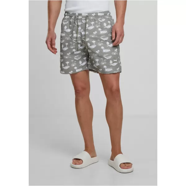  Pantaloni scurți de baie URBAN CLASSICS TB2679 MĂSLIN PAL/ALB 